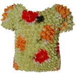 Silky Touch Popcorn - Kid's Size  - Short Sleeve Orange-Gold Floral on Light Green