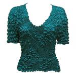 De Punto de lujo de manga corta - Teal Blue