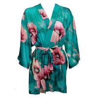 Kimono de Georgette estilo chaqueta -  Poppies - Aqua