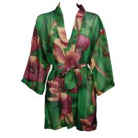 Kimono de Georgette estilo chaqueta -  Poppies - Green