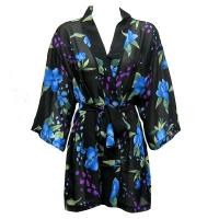 Kimono de Georgette estilo chaqueta -  Black-Blue Floral