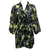 Kimono de Georgette estilo chaqueta -  Black-Kiwi Floral
