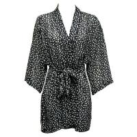 Kimono de Georgette estilo chaqueta -  Polka Dot Black-White