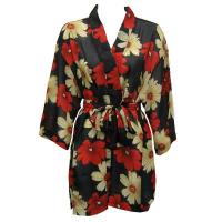 Kimono de Georgette estilo chaqueta -  Hibiscus Red-Tan