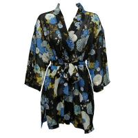 Kimono de Georgette estilo chaqueta -  Mums Blue-Black