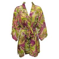 Kimono de Georgette estilo chaqueta -  Pink-Lime Paisley
