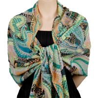 Georgette Shawls - Sale -  Paisley Floral Cool
