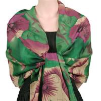 Georgette Shawls - Sale -  Poppies - Green