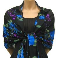 Georgette Shawls - Sale -  Black-Blue Floral