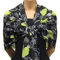 Georgette Shawls - Sale -  Black-Kiwi Floral