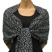Georgette Shawls - Sale -  Polka Dot Black-White
