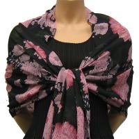 Georgette Shawls - Sale -  Floral Stencil Pink