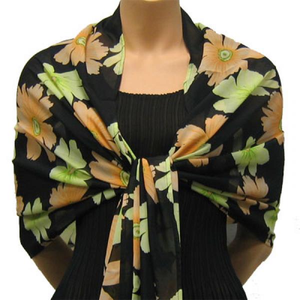 Wholesale 679 - Georgette Wraps  Hibiscus Peach-Green - 