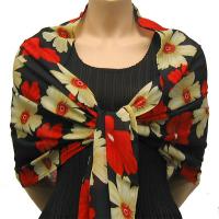 Georgette Shawls - Sale -  Hibiscus Red-Tan