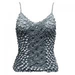 Camisas de Popcorn Moneda Fishscale con mangas de espagueti - Pewter