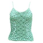 Camisas de Popcorn Moneda Fishscale con mangas de espagueti - Light Seafoam