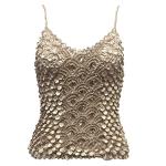 Camisas de Popcorn Moneda Fishscale con mangas de espagueti - Champagne