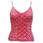 Camisas de Popcorn Moneda Fishscale con mangas de espagueti - Hot Pink