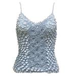 Camisas de Popcorn Moneda Fishscale con mangas de espagueti - Baby Blue