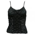 Camisas de Popcorn Moneda Fishscale con mangas de espagueti - Black