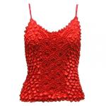 Camisas de Popcorn Moneda Fishscale con mangas de espagueti - Scarlet