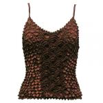 Camisas de Popcorn Moneda Fishscale con mangas de espagueti - Mahogany