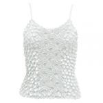 Camisas de Popcorn Moneda Fishscale con mangas de espagueti - White