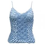 Camisas de Popcorn Moneda Fishscale con mangas de espagueti - Sky Blue