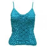 Camisas de Popcorn Moneda Fishscale con mangas de espagueti - Turquoise