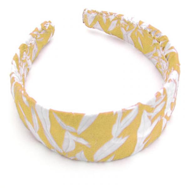 Wholesale 649 - Fabric Covered Headbands  Sun Gold-White - 