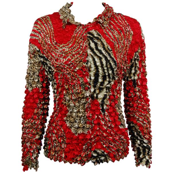 Wholesale 691 - Coin Style - Cardigan Zebra Red-Brown - One Size Fits Most