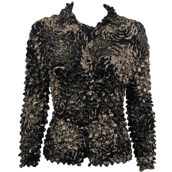 Wholesale 691 - Coin Style - Cardigan Abstract Flowers Black-Tan - One Size Fits Most