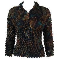 Coin - Cardigan - Abstract Lillies Copper-Teal