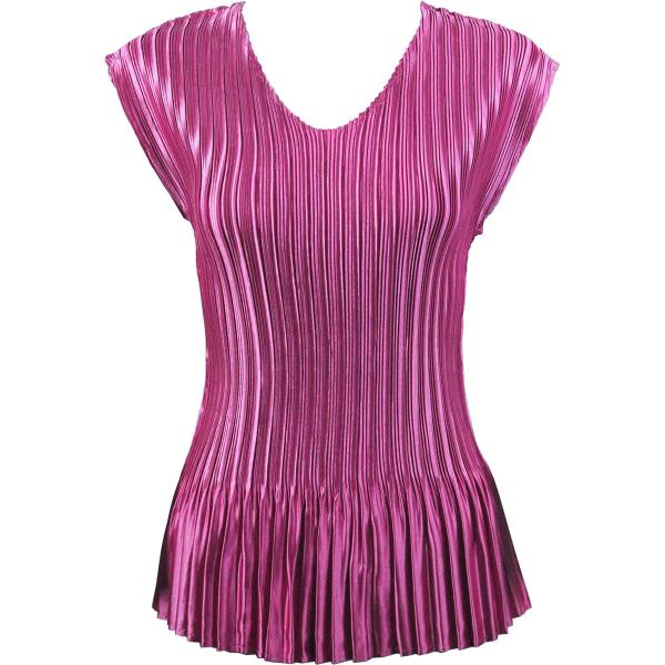 Wholesale 1210 - Satin Mini Pleat 3/4 Sleeve V-Neck Solid Orchid Satin Mini Pleat - Cap Sleeve V-Neck - One Size Fits Most