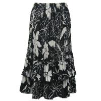 Skirts - Satin Mini Pleat - Tiered -  Floral - White on Black