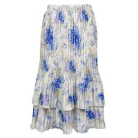 Skirts - Satin Mini Pleat - Tiered -  Roses - Blue on White