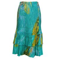 Skirts - Satin Mini Pleat - Tiered -  Swirl Aqua-Blue