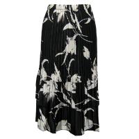 Skirts - Satin Mini Pleat - Tiered -  White Tulips on Black