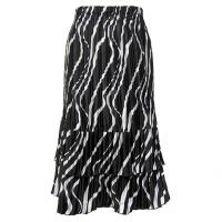 Skirts - Satin Mini Pleat - Tiered -  Ribbon Black-White