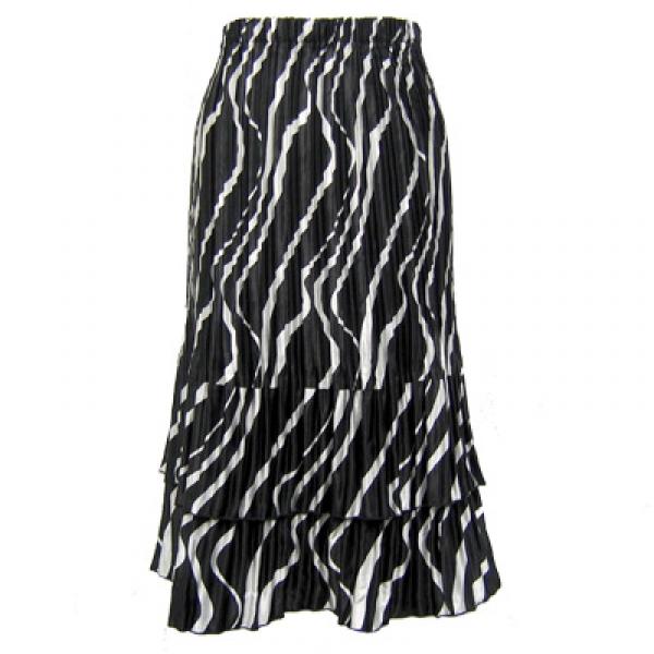 Wholesale 745 - Skirts - Satin Mini Pleat Tiered  Ribbon Black-White - One Size Fits Most