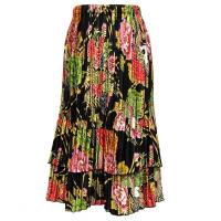 Skirts - Satin Mini Pleat - Tiered -  Floral Bouquet