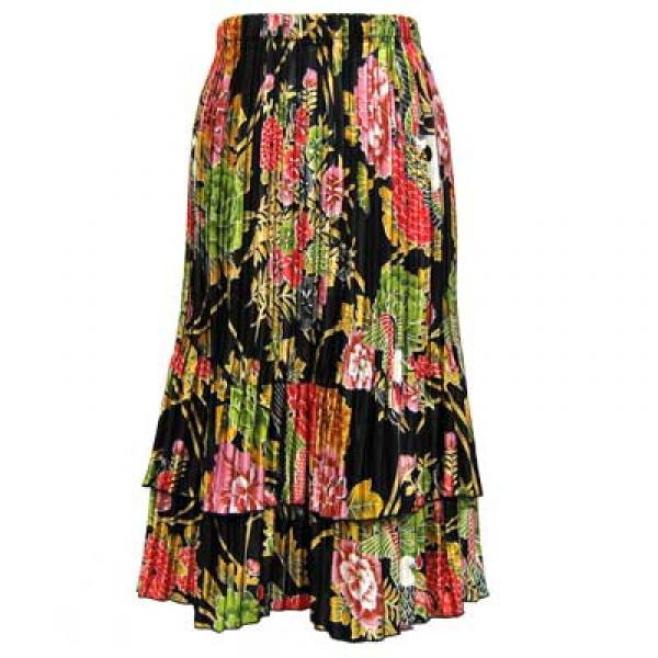 Wholesale 745 - Skirts - Satin Mini Pleat Tiered  Floral Bouquet Satin Mini Pleat Tiered Skirt - One Size Fits Most