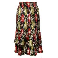 Skirts - Satin Mini Pleat - Tiered -  Medallion Gold-Red