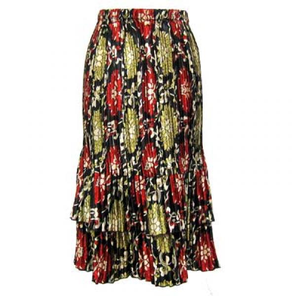 Wholesale 745 - Skirts - Satin Mini Pleat Tiered  Medallion Gold-Red Satin Mini Pleat Tiered Skirt - One Size Fits Most