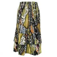 Skirts - Satin Mini Pleat - Tiered -  African Abstract