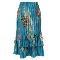 Skirts - Satin Mini Pleat - Tiered -  China Teal