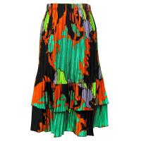 Skirts - Satin Mini Pleat - Tiered -  Cukoo Green