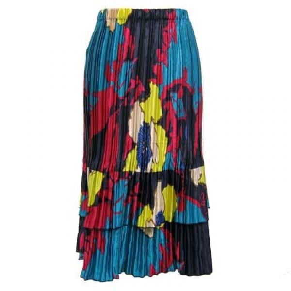 Wholesale 1211 - Satin Mini Pleats  3/4 Sleeve w/ Collar  Cukoo Blue Satin Mini Pleat Tiered Skirt - One Size Fits Most