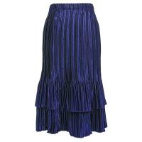 Skirts - Satin Mini Pleat - Tiered - Solid Navy