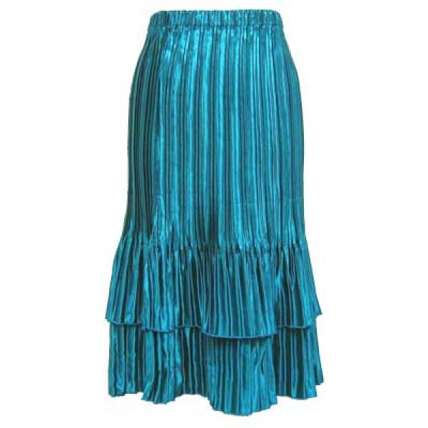 Wholesale 745 - Skirts - Satin Mini Pleat Tiered Solid Turquoise - One Size Fits Most